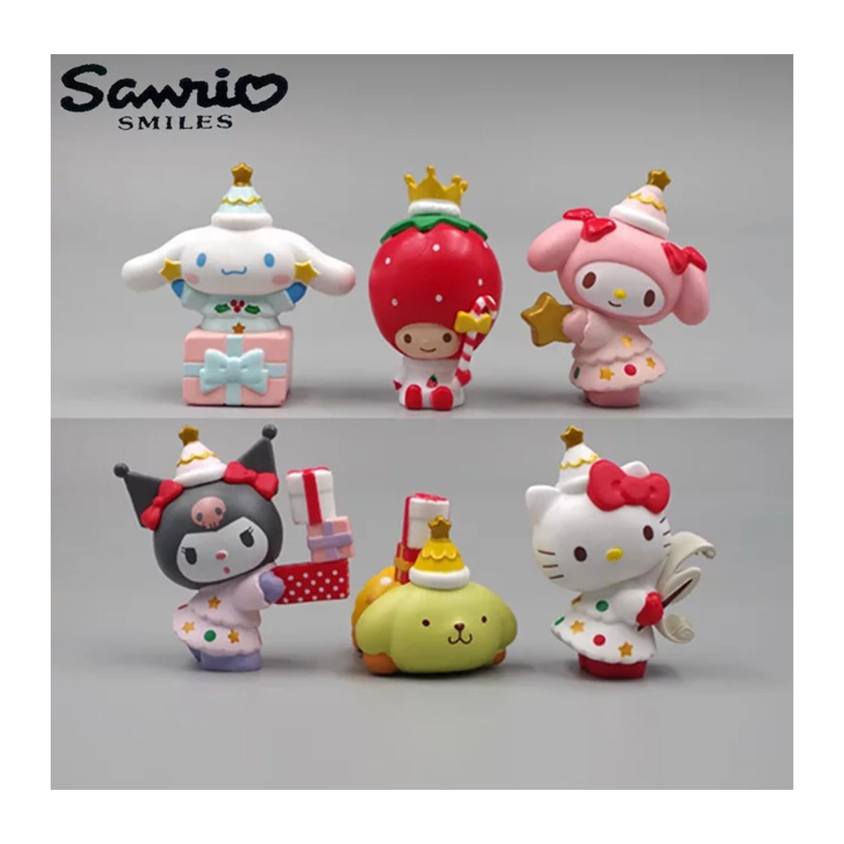 Sanrio Kawaii Figuren Set aus Kunststoff mit Hello Kitty, My Melody, Cinnamoroll und Kuromi, mehrfarbig, Höhe: 5 cm - Bild 1