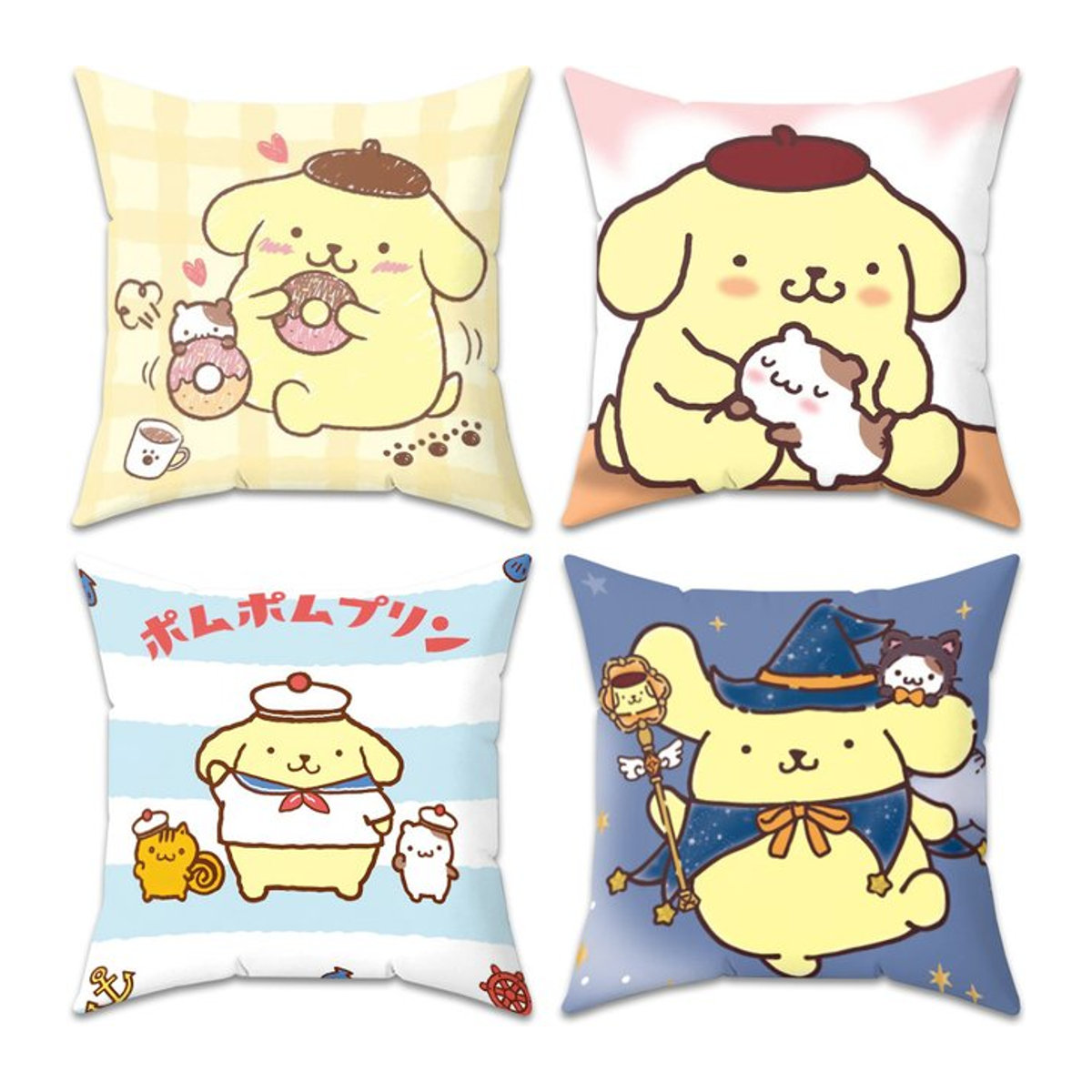 Sanrio Kawaii Pompompurin Kissenbezug mit Cartoon-Haus Motiv in Mehrfarbig - Bild 1