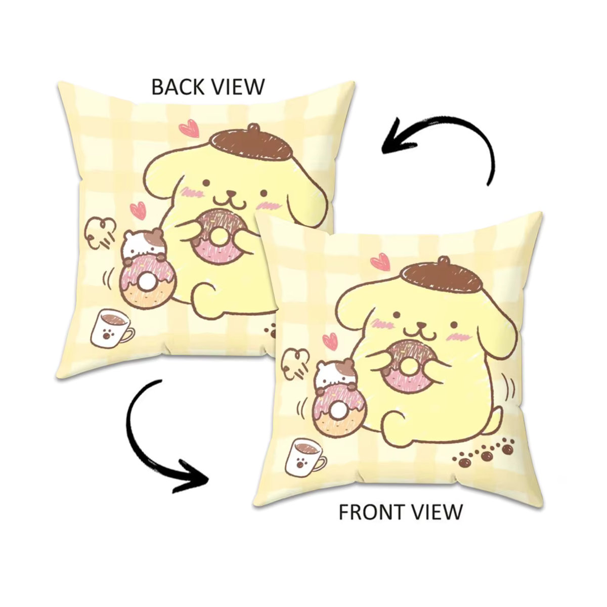 Sanrio Kawaii Pompompurin Kissenbezug mit Cartoon-Haus Motiv in Mehrfarbig - Bild 3