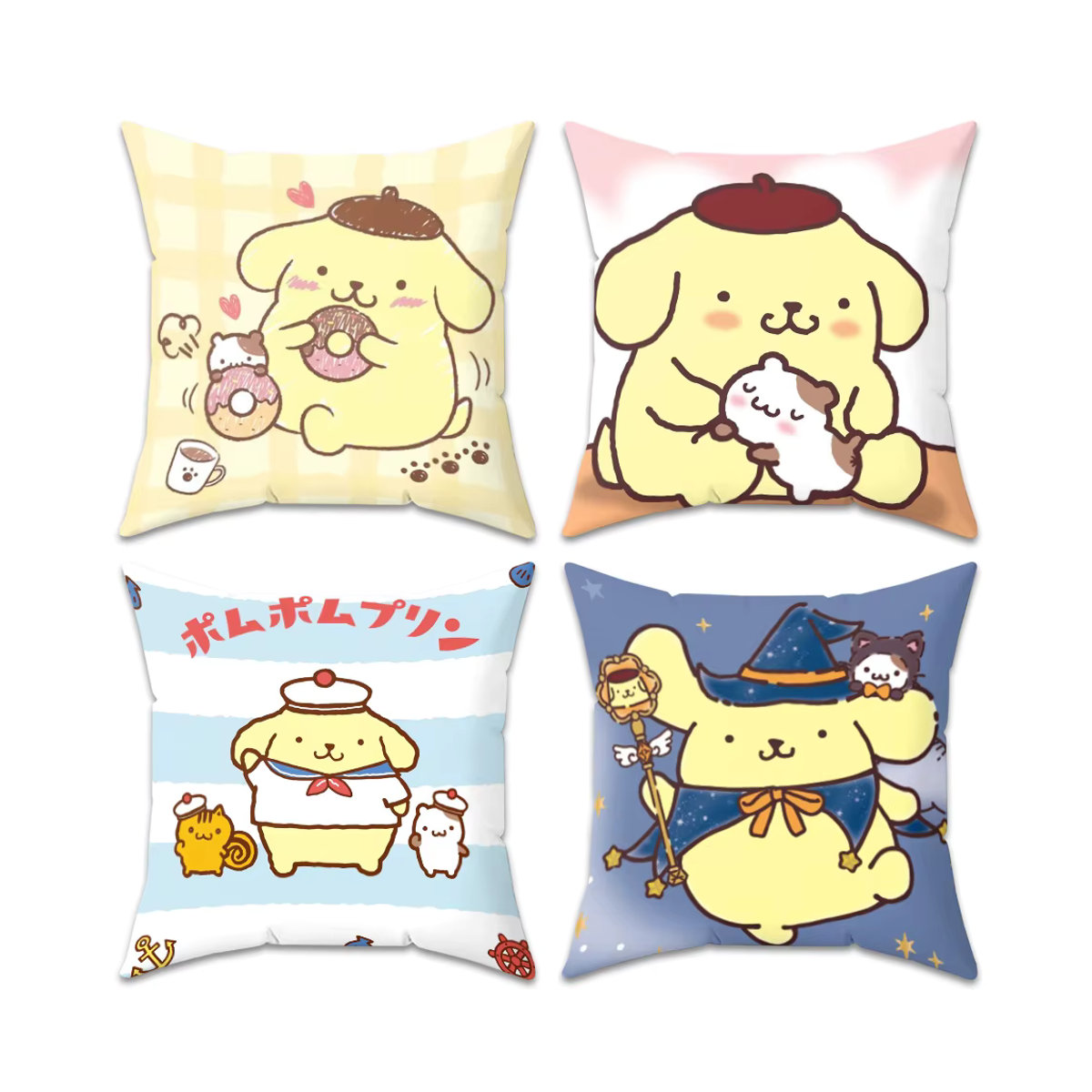 Sanrio Kawaii Pompompurin Kissenbezug mit Cartoon-Haus Motiv in Mehrfarbig - Bild 4