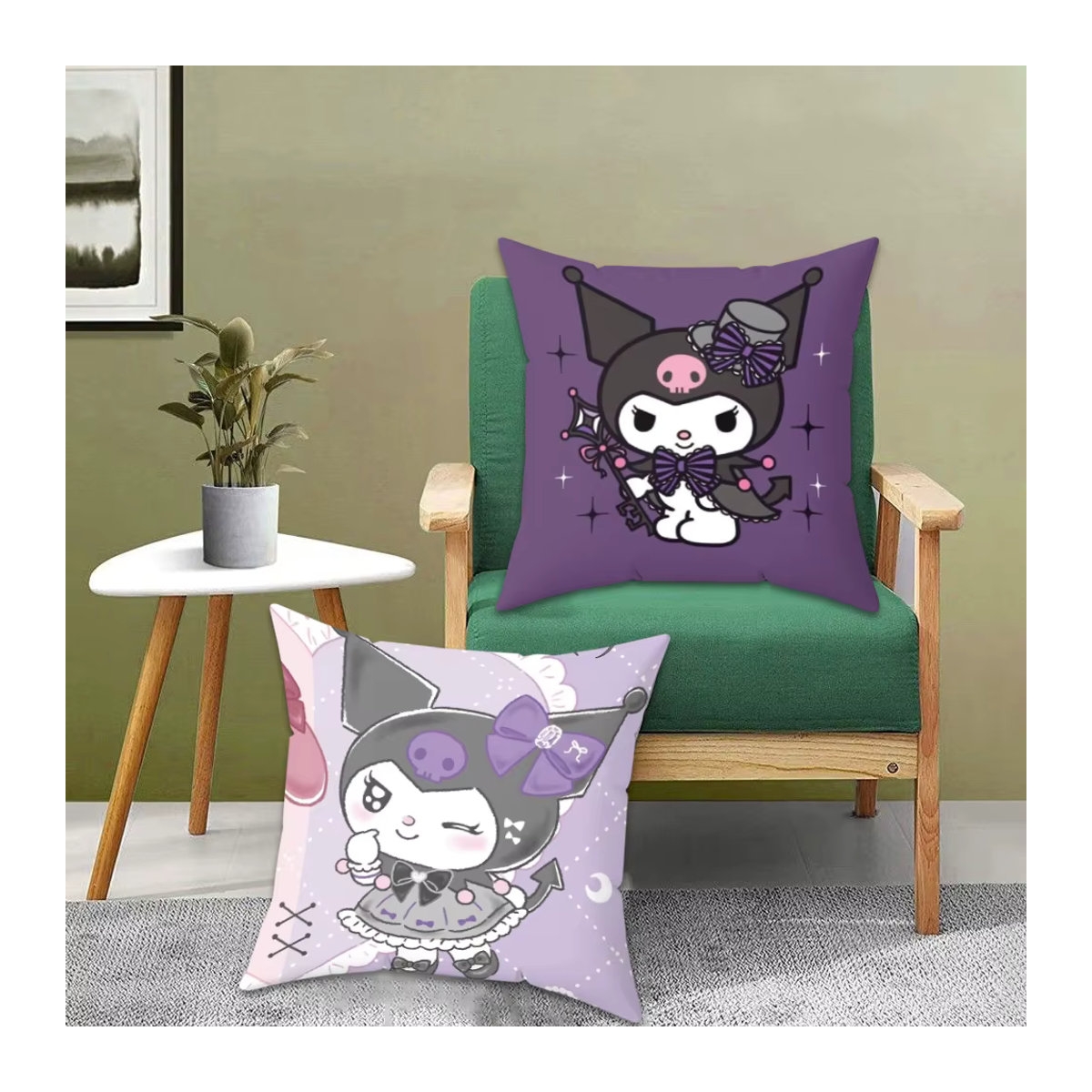 Sanrio Kuromi dekorativer Kissenbezug in Lila, B/H: 40 x 40 cm - Bild 2