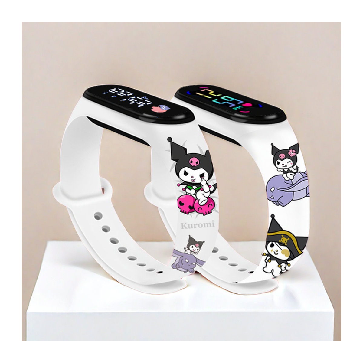 Sanrio Kuromi Digitale LED Touch Uhr für Kinder und Teenager in Weiß - Bild 1