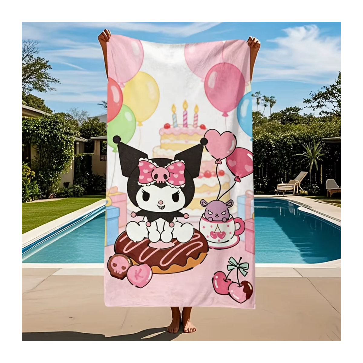 Sanrio Kuromi Handtuch mehrfarbig schnelltrocknend und saugstark für Strand, Bad und Reisen - Bild 3