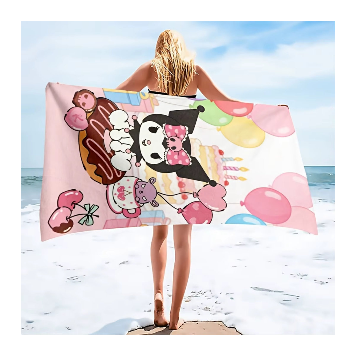 Sanrio Kuromi Handtuch mehrfarbig schnelltrocknend und saugstark für Strand, Bad und Reisen - Bild 5