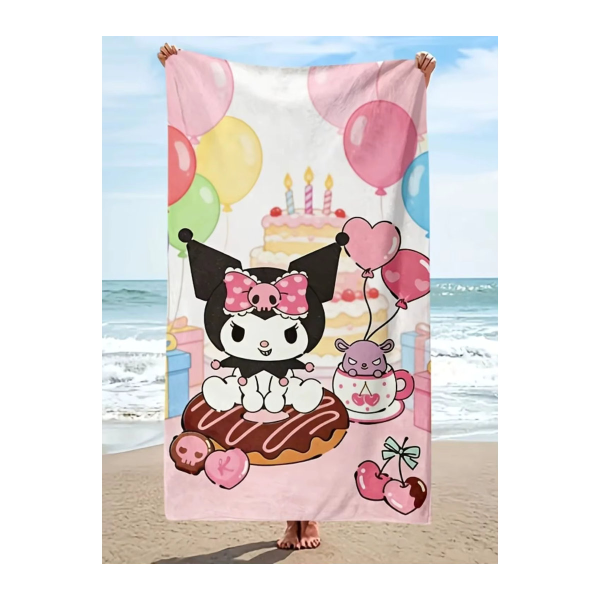 Sanrio Kuromi Handtuch mehrfarbig schnelltrocknend und saugstark für Strand, Bad und Reisen - Bild 6