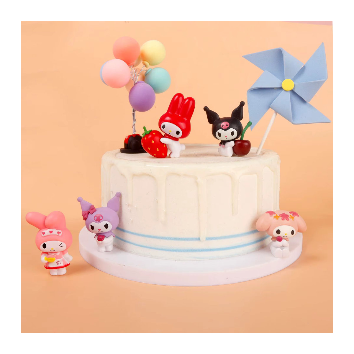 Sanrio Melodie und Kuromi Früchte Serie Anime Action Figuren Set aus Kunststoff, 5-teiliges Set, mehrfarbig - Bild 3
