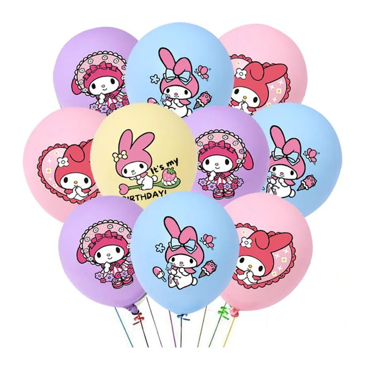 Sanrio My Melody Thema Latexballons für Kindergeburtstage und Babypartys, mehrfarbig und lila, Durchmesser: 30,48 cm - Bild 1