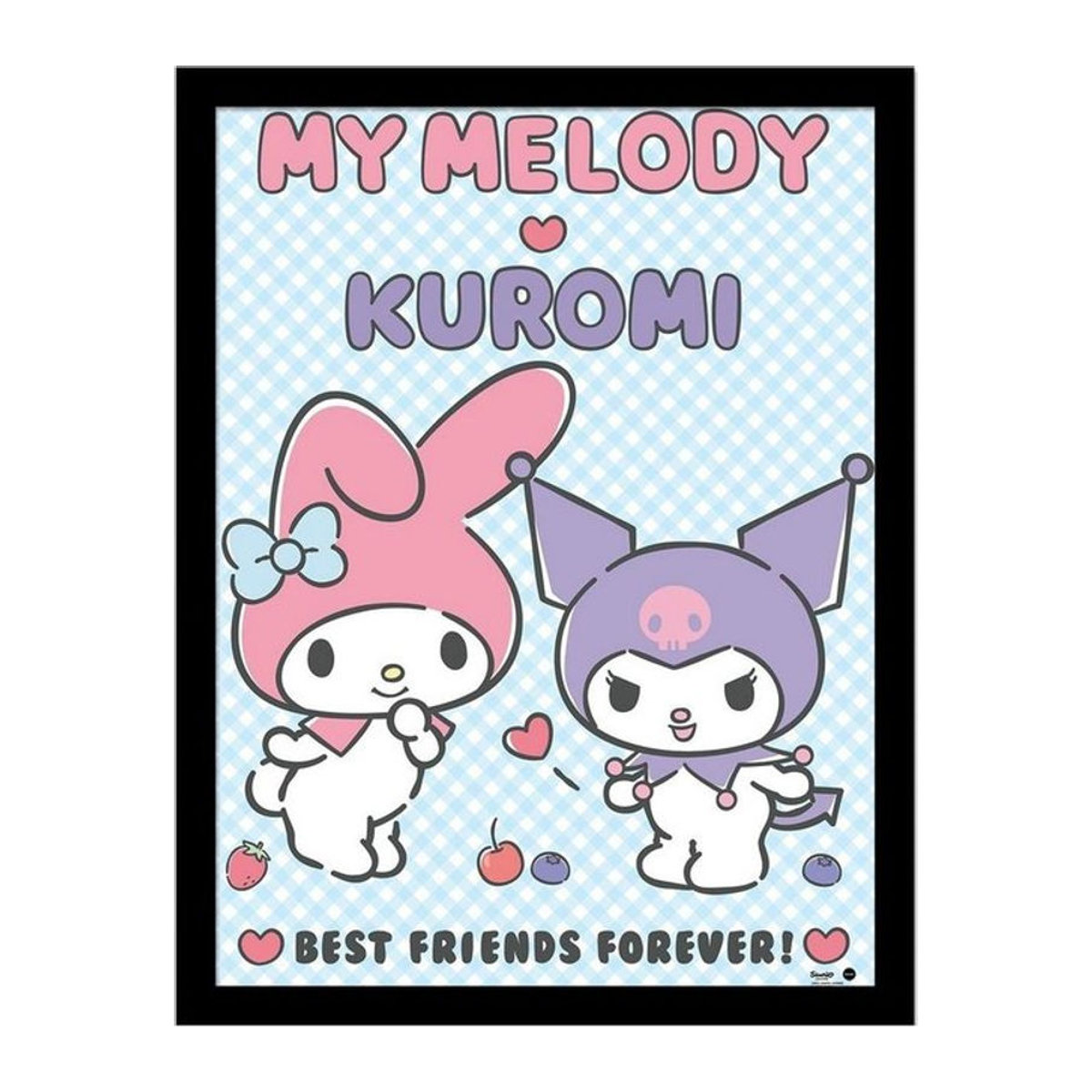 Sanrio My Melody und Kuromi BFF gerahmtes Poster in Mehrfarbig, B: 45 cm x H: 45 cm - Bild 1