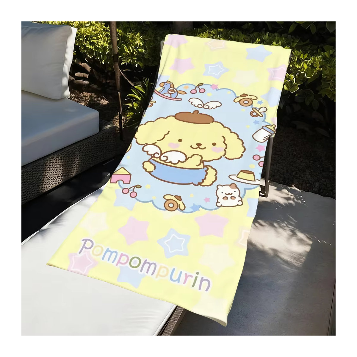 Sanrio P-pom Purin Handtuch Gelb schnelltrocknend und weich - Bild 3