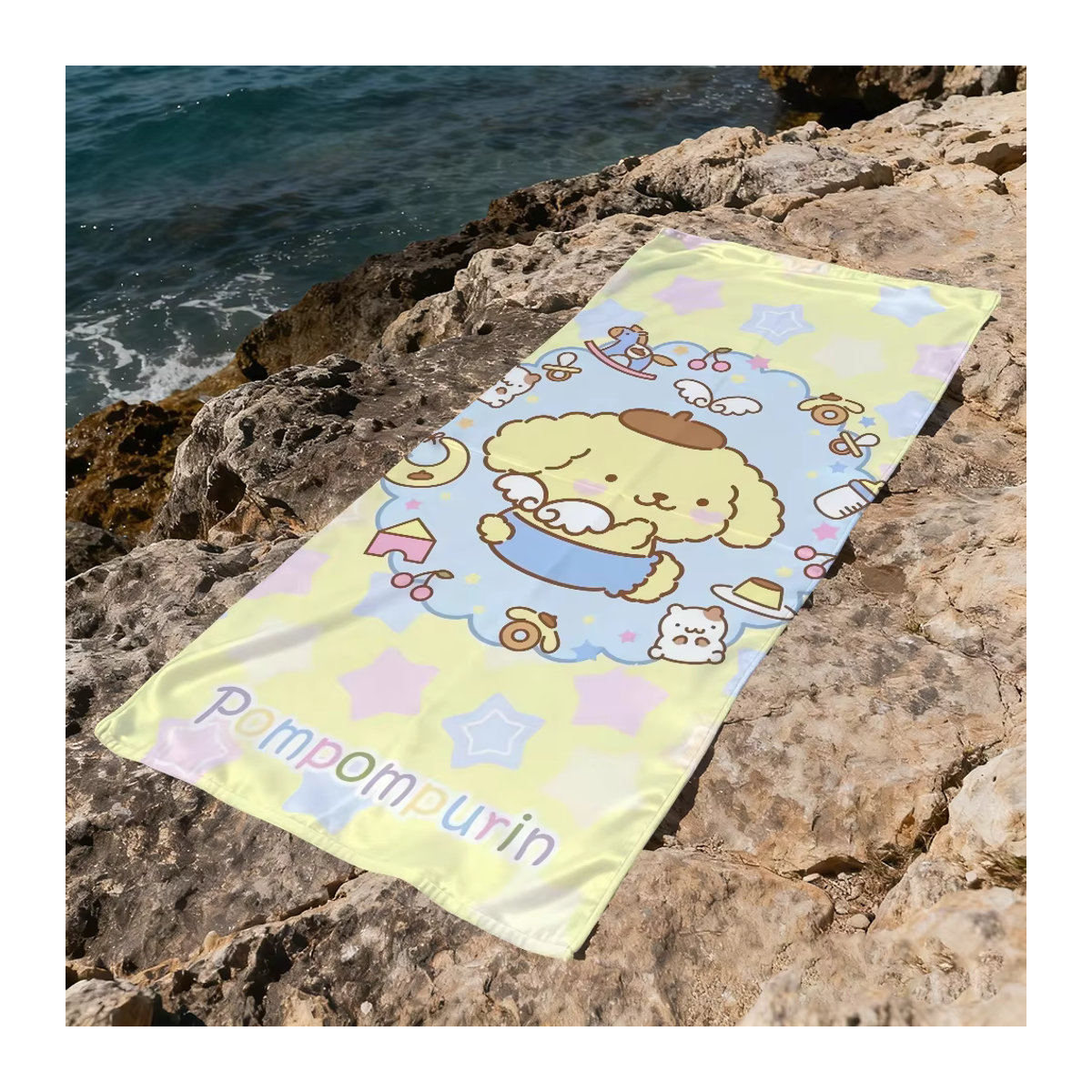 Sanrio P-pom Purin Handtuch Gelb schnelltrocknend und weich - Bild 5