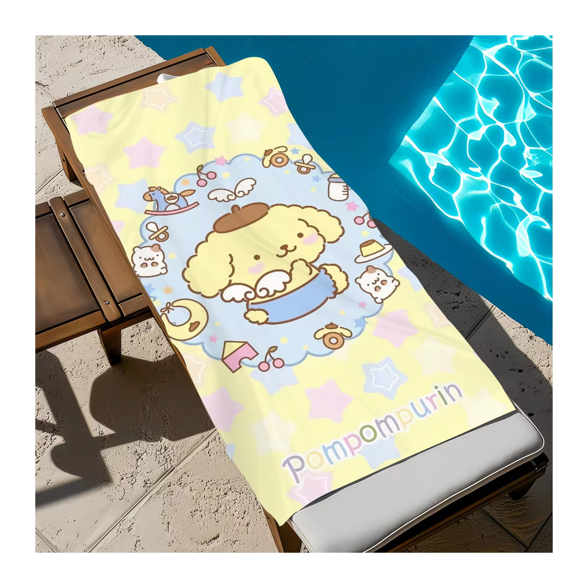 Sanrio P-pom Purin Handtuch Gelb schnelltrocknend und weich - Bild 6