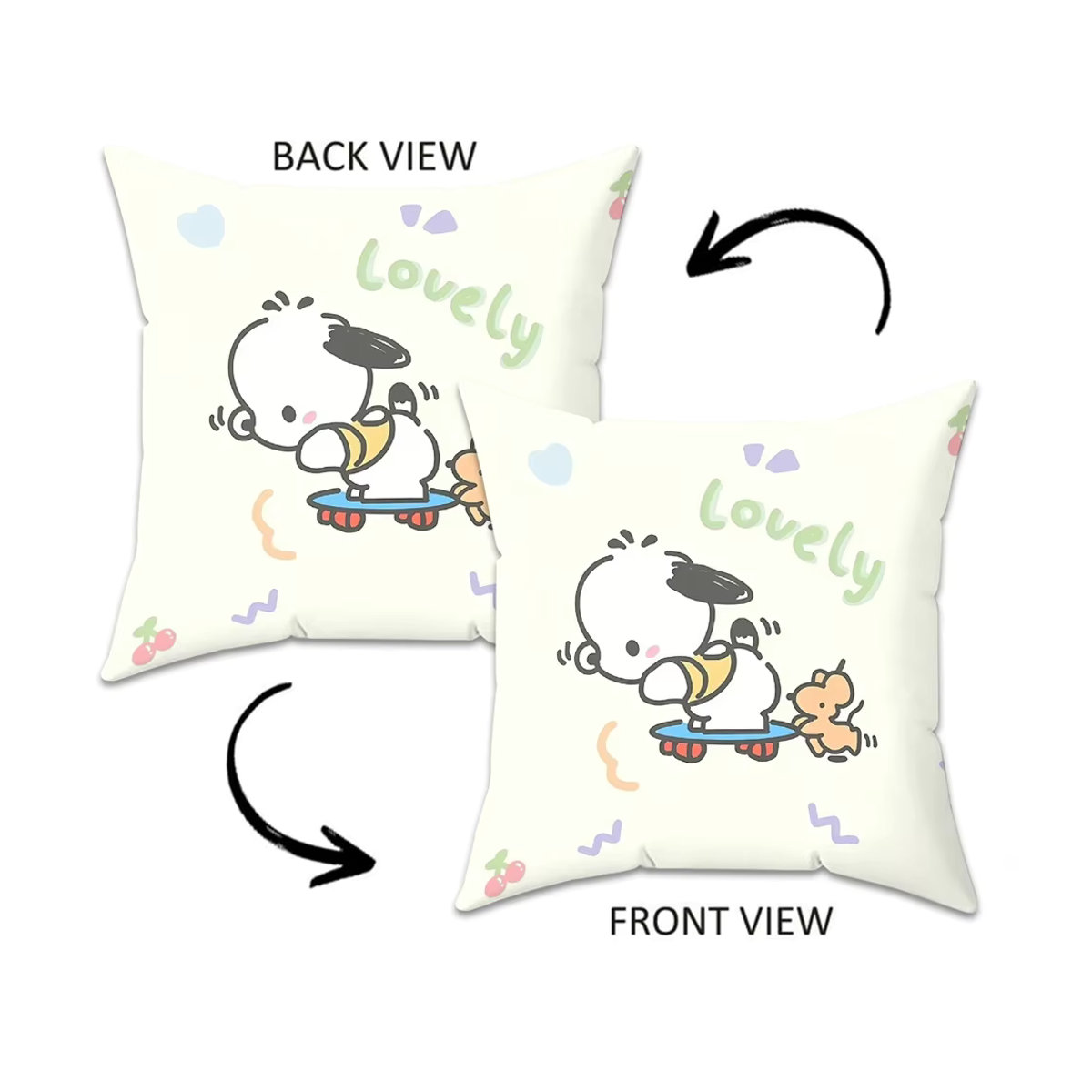 Sanrio Pochacco Kissenbezug in Weiß, dekoratives Kawaii Sofakissen, B/H: 45 x 45 cm - Bild 3