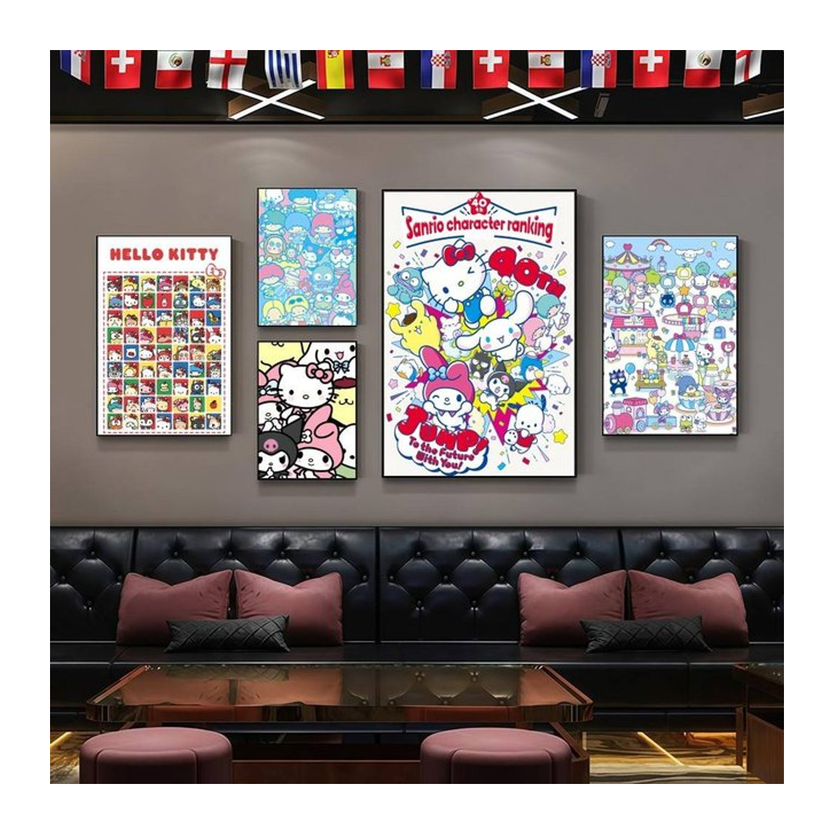 Sanrio Themenposter-Aufkleber mehrfarbig aus Papier zur Wanddekoration - Bild 1