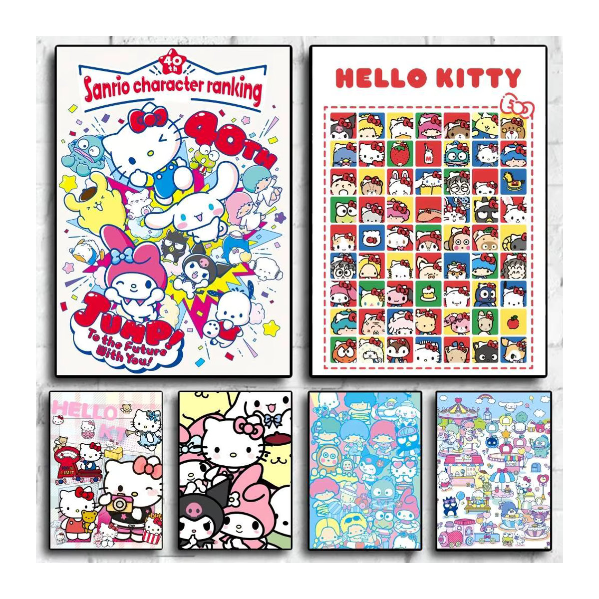 Sanrio Themenposter-Aufkleber mehrfarbig aus Papier zur Wanddekoration - Bild 2