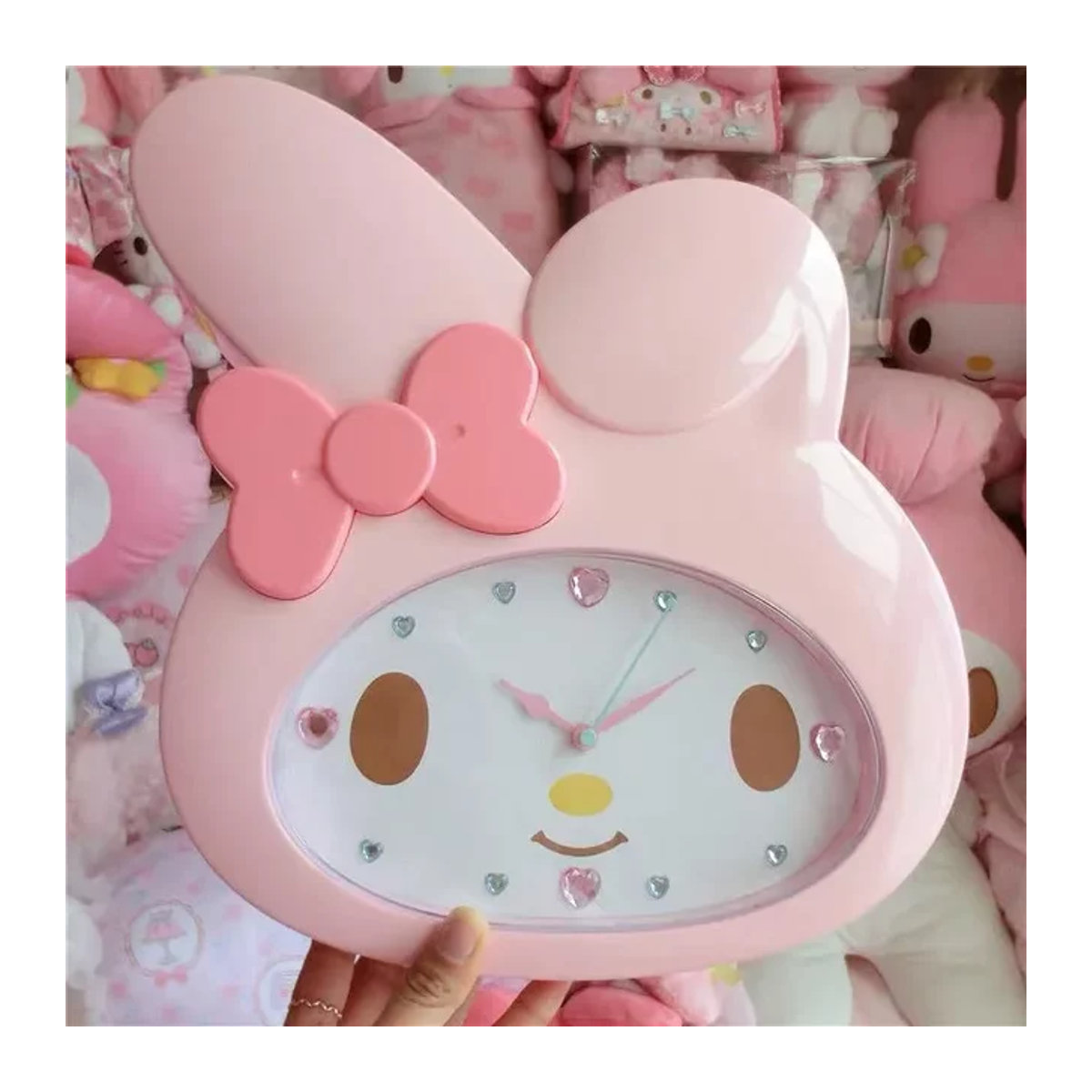 Sanrio Wanduhr für Kinder in Rosa, Geräuschloses Analogdesign aus Kunststoff mit unregelmäßiger Form - Bild 1
