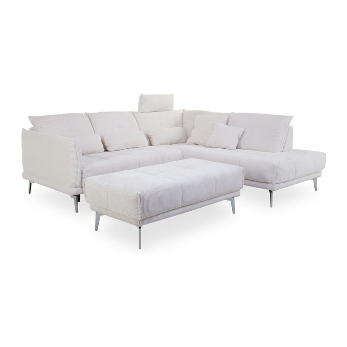 Sansibar Robertsfors Polsterecke Ecksofa in Cord, Modern, Natur Weiß, B/T/H: 254 x 222 x 150 cm - Bild 1