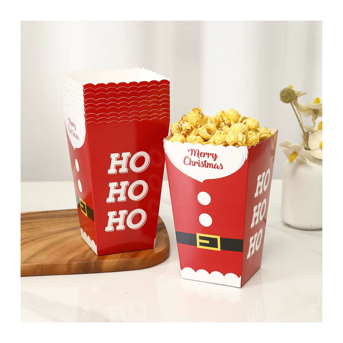 Santa Gürtel Weihnachts-Snackbox aus Papier in Rot für Süßigkeiten, Kekse und Popcorn - Bild 4