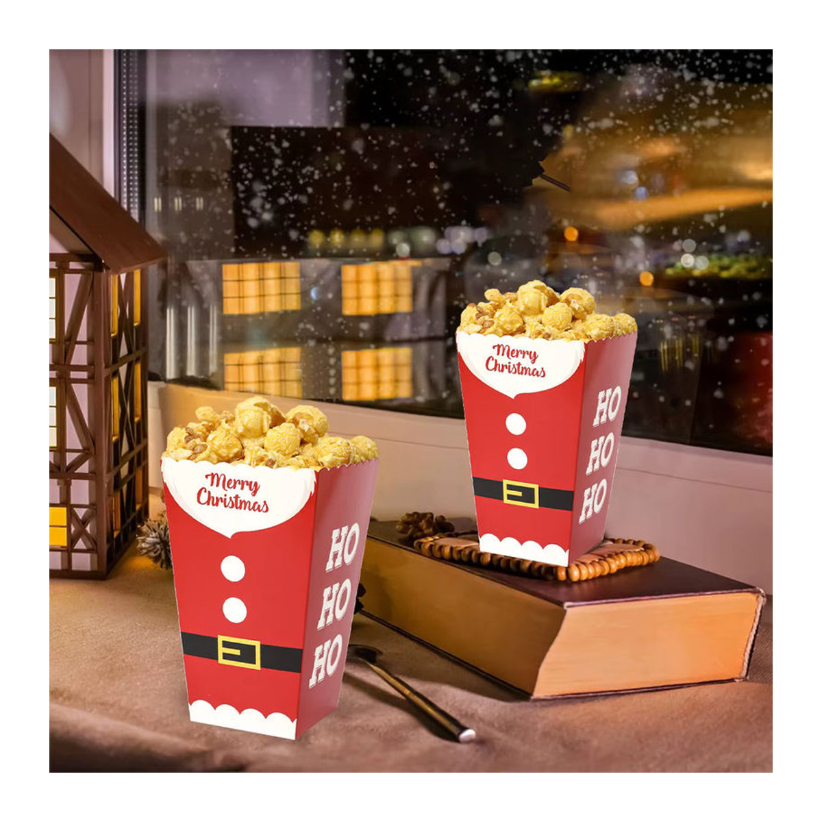 Santa Gürtel Weihnachts-Snackbox aus Papier in Rot für Süßigkeiten, Kekse und Popcorn - Bild 5
