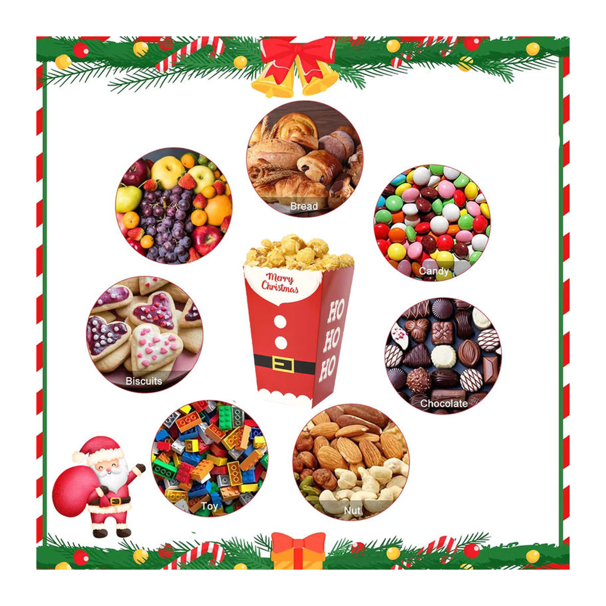 Santa Gürtel Weihnachts-Snackbox aus Papier in Rot für Süßigkeiten, Kekse und Popcorn - Bild 6