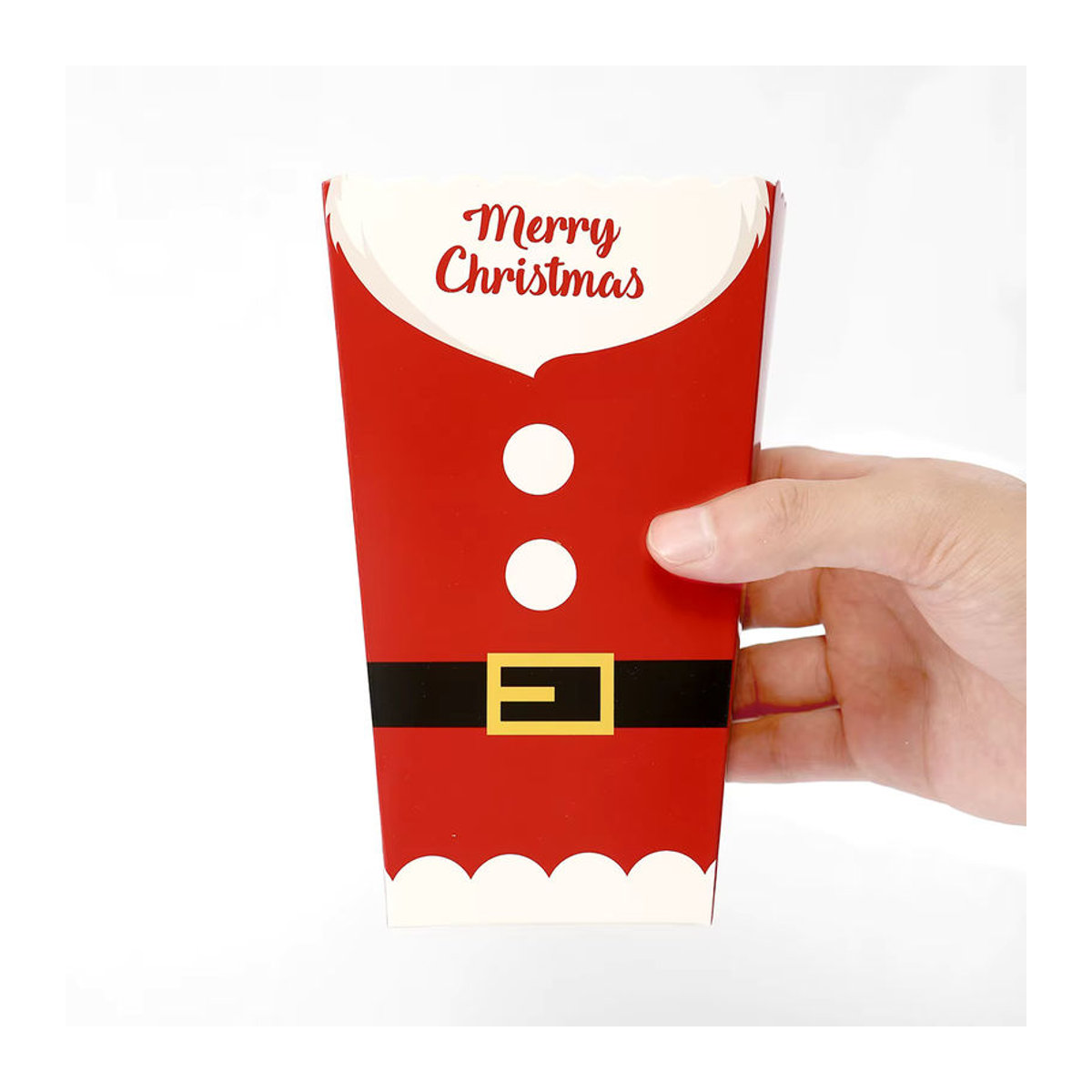 Santa Gürtel Weihnachts-Snackbox aus Papier in Rot für Süßigkeiten, Kekse und Popcorn - Bild 7