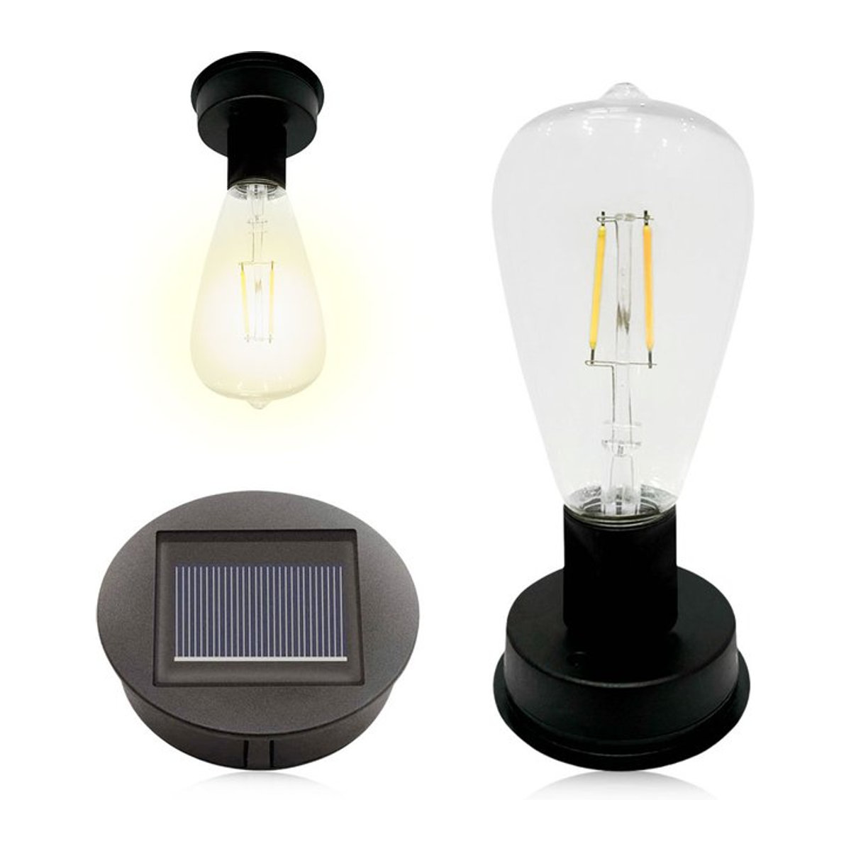Santo Solarlampensockel mit LED-Birne in Schwarz für die Garten-Dekoration - Bild 1