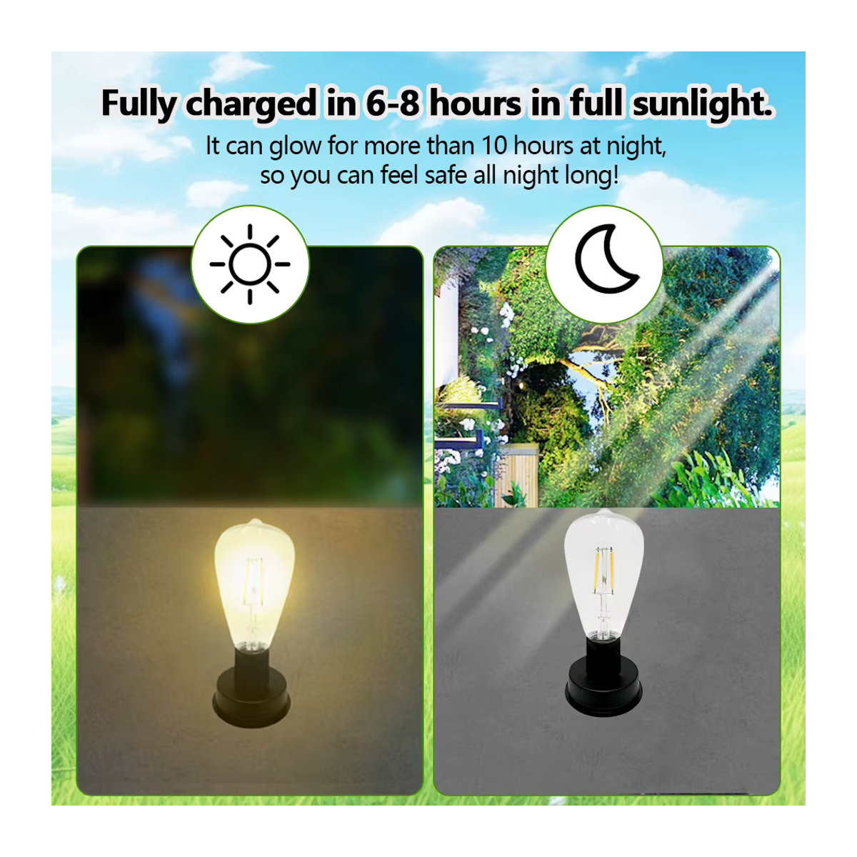 Santo Solarlampensockel mit LED-Birne in Schwarz für die Garten-Dekoration - Bild 3