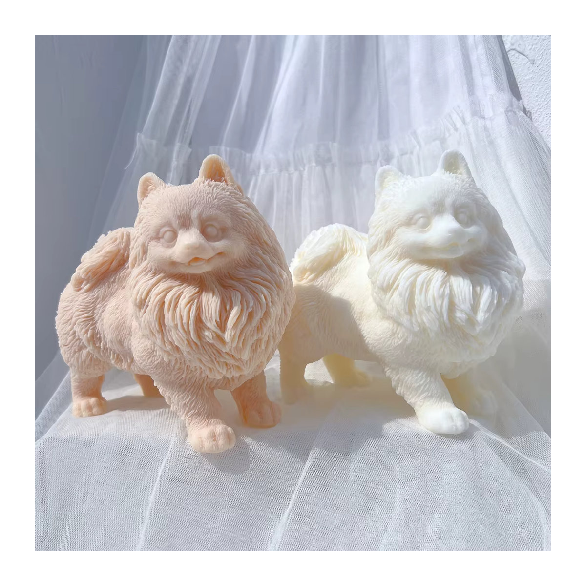 SANZON Figurenkerze Pomeranian Welke in Beige aus Sojawachs - Bild 2