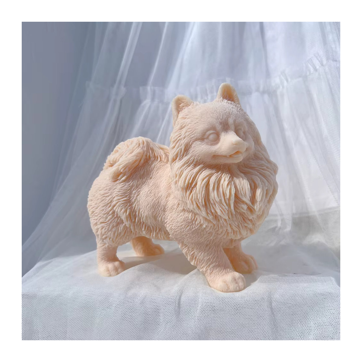 SANZON Figurenkerze Pomeranian Welke in Beige aus Sojawachs - Bild 3