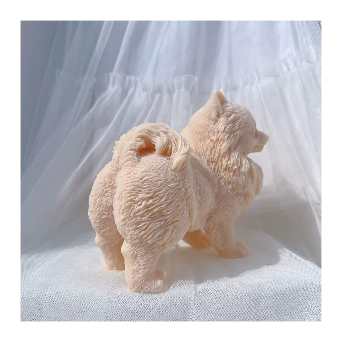 SANZON Figurenkerze Pomeranian Welke in Beige aus Sojawachs - Bild 4