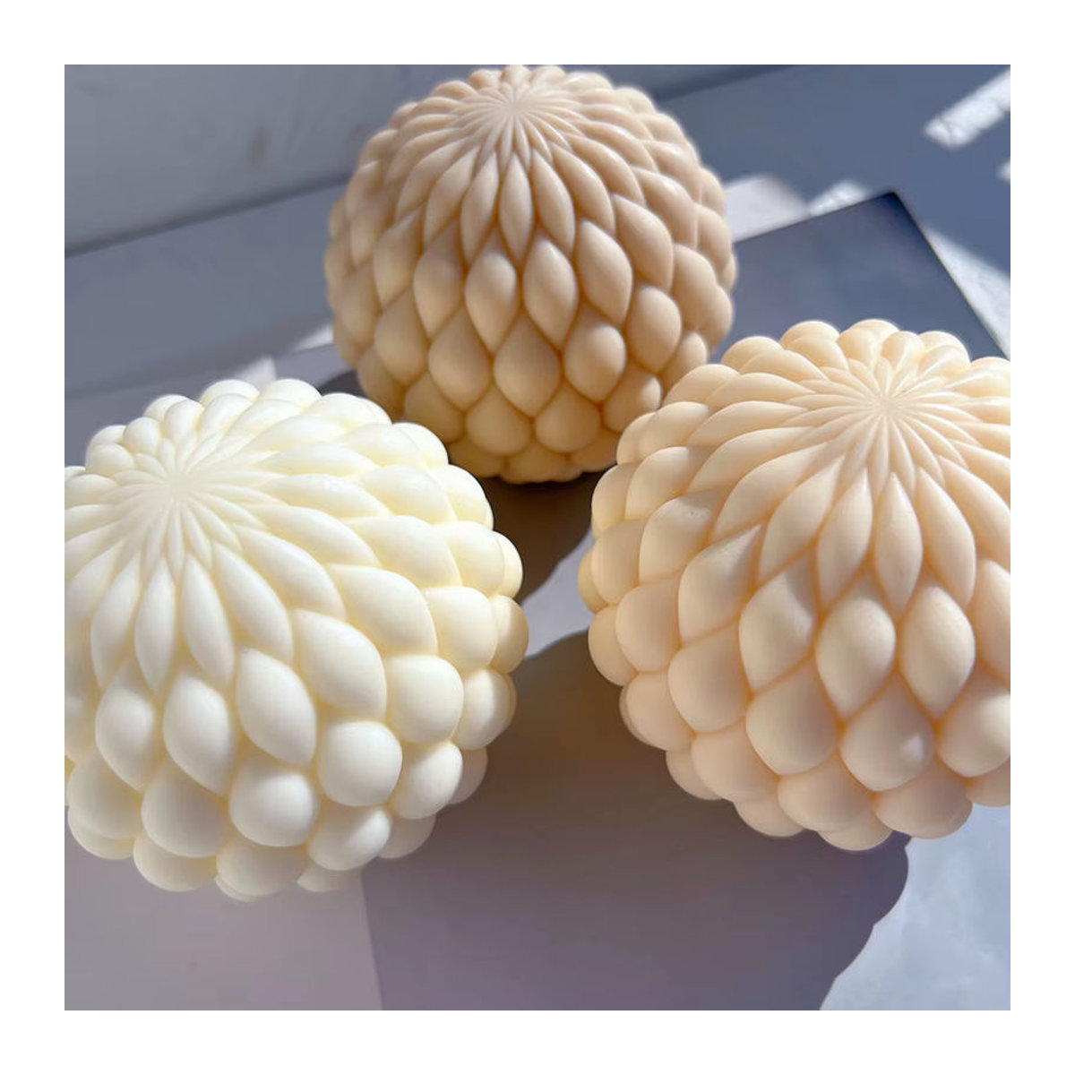SANZON Twirl Regentropfen Ball Kerzenform aus Silikon für geometrische und ästhetische Wohnkultur in Weiß und Rosa - Bild 2