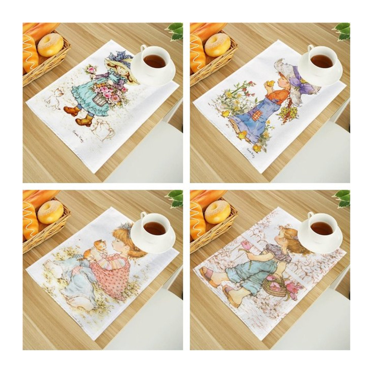 Sarah Kay Leinen Tischset mit Alphabet-Print in Weiß, B/T: 40 x 30 cm - Bild 1