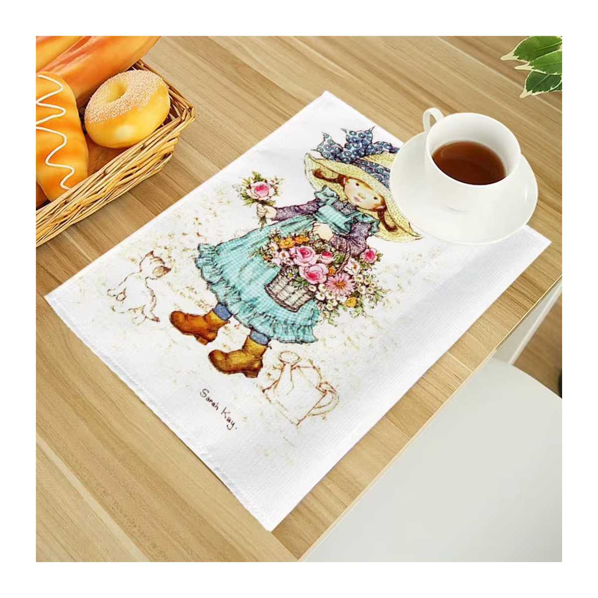 Sarah Kay Leinen Tischset mit Alphabet-Print in Weiß, B/T: 40 x 30 cm - Bild 2