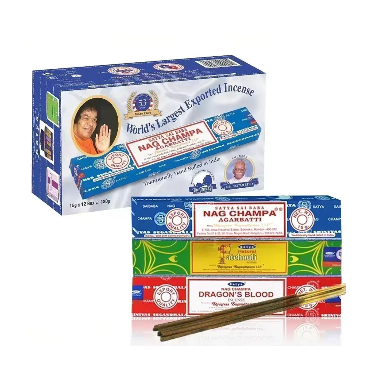 Satya Nag Champa India Stick Räucherstäbchen mit weißem Salbei und Sandelholz - Bild 2