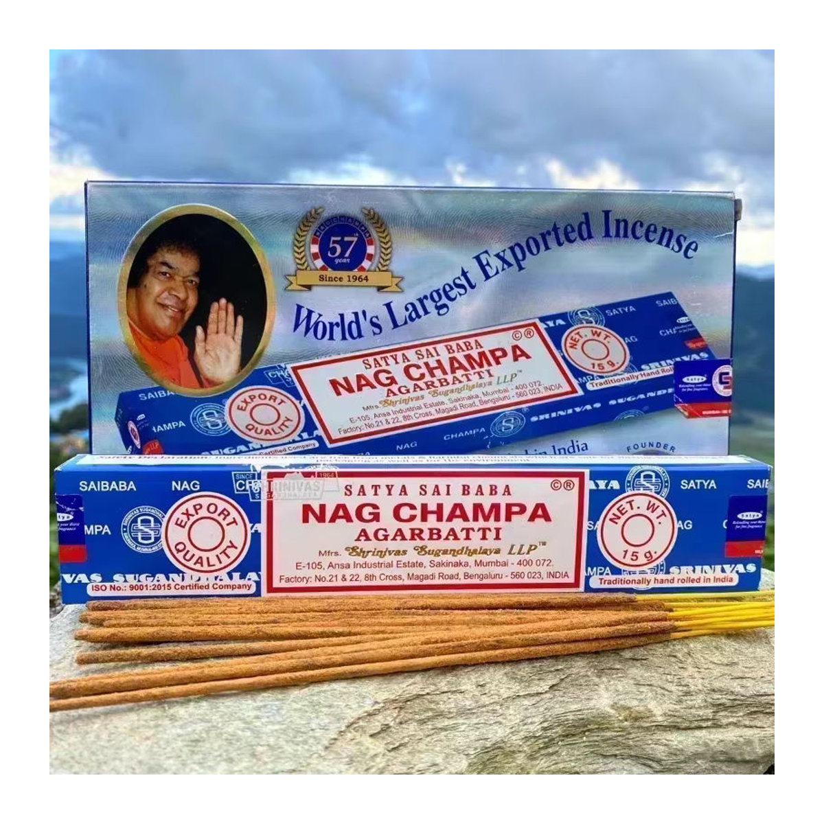 Satya Nag Champa India Stick Räucherstäbchen mit weißem Salbei und Sandelholz - Bild 3