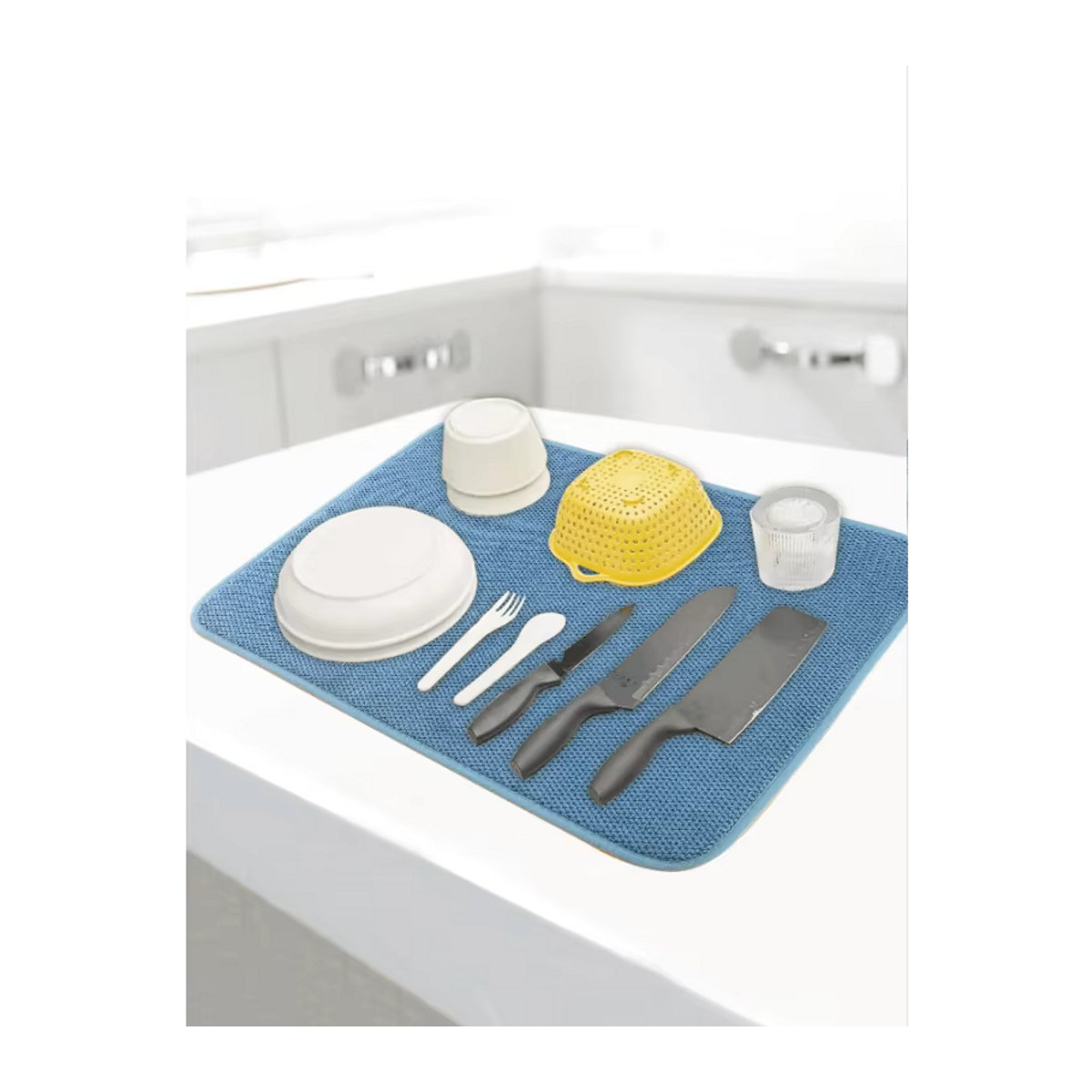 Saugfähige Geschirrtrocknungsmatte aus Mikrofaser von Cosina in Blau oder Beige - Bild 3