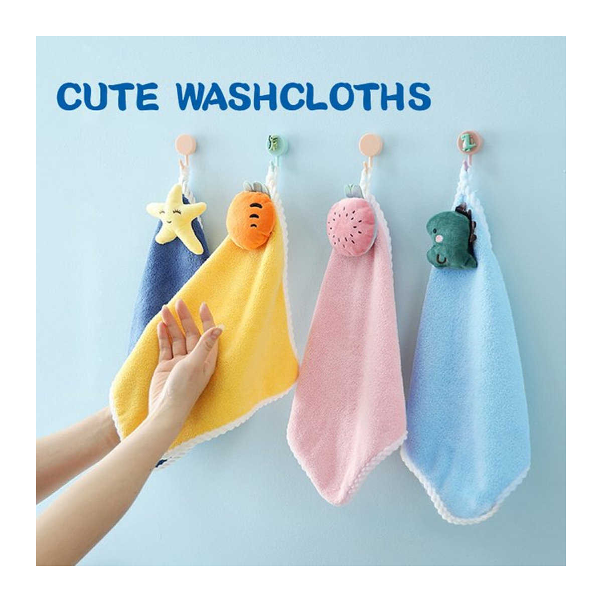 Saugfähige Mikrofaser-Fingerspitzenhandtücher für Kinder und Babys in Blau und Mehrfarbig - Bild 1