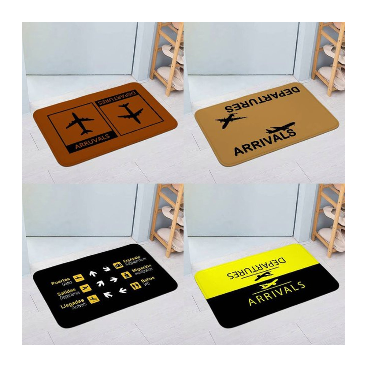 Saugfähige und schmutzabweisende Fußmatte von 52TOYS mit Flugzeug-Print, mehrfarbig, rechteckig - Bild 1