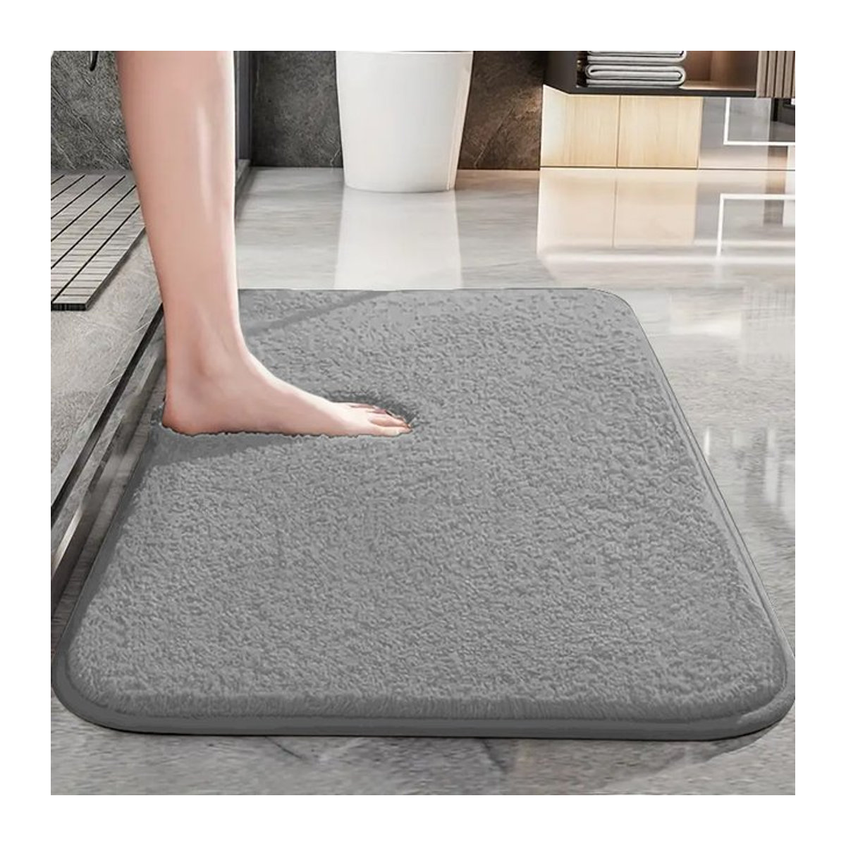 Saugfähige und superweiche Badezimmerfußmatten in Schwarz und Grau, rutschfeste Badematten für das Badezimmer und die Dusche - Bild 1