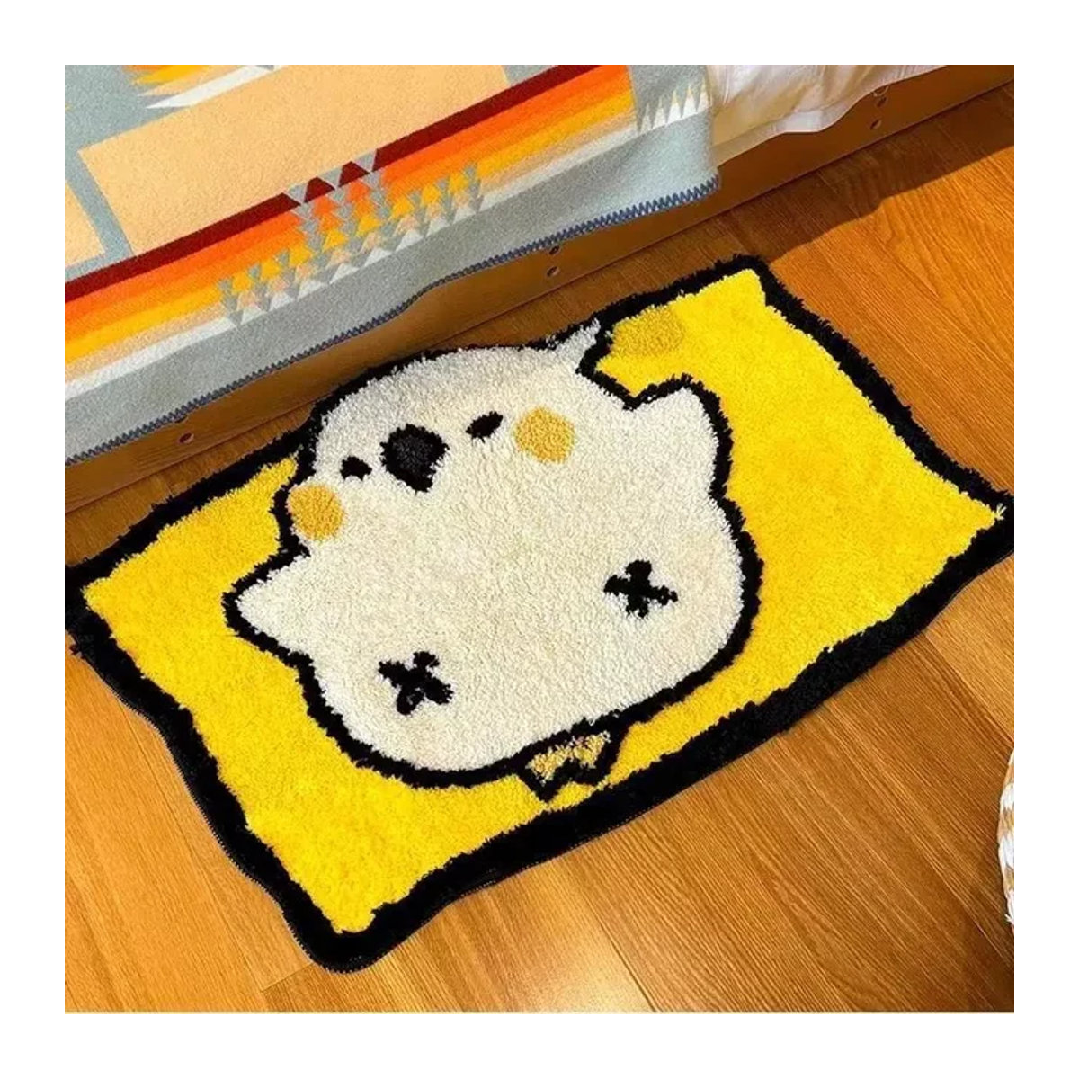 Saugfähiger Teppich mit Papagei-Design in Gelb aus Kaschmir-Imitat für Wohnzimmer und Kinderzimmer - Bild 1