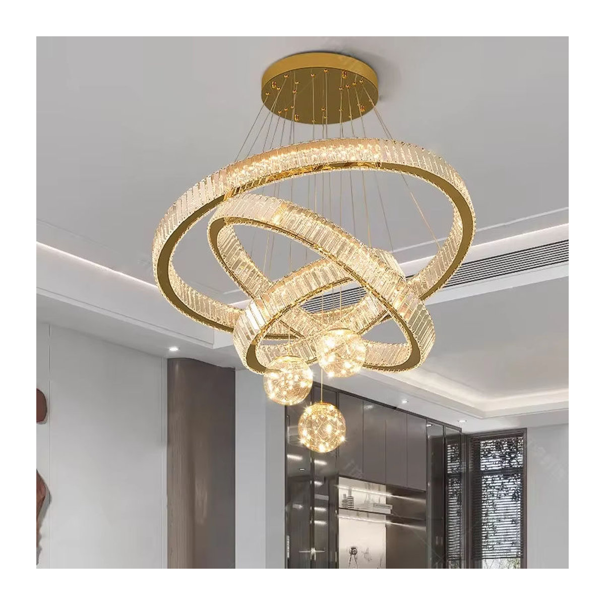 Savenmade Modern Kronleuchter aus Glas in Gold als luxuriöse Pendelleuchte für dein Wohnzimmer und Esszimmer - Bild 2