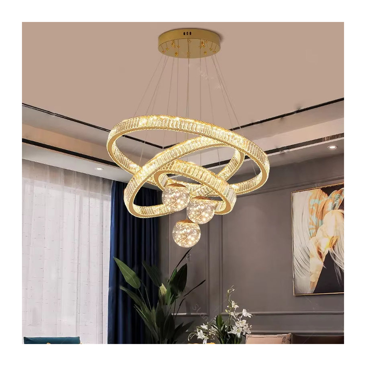 Savenmade Modern Kronleuchter aus Glas in Gold als luxuriöse Pendelleuchte für dein Wohnzimmer und Esszimmer - Bild 3