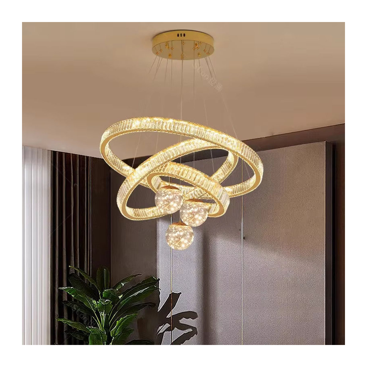 Savenmade Modern Kronleuchter aus Glas in Gold als luxuriöse Pendelleuchte für dein Wohnzimmer und Esszimmer - Bild 4