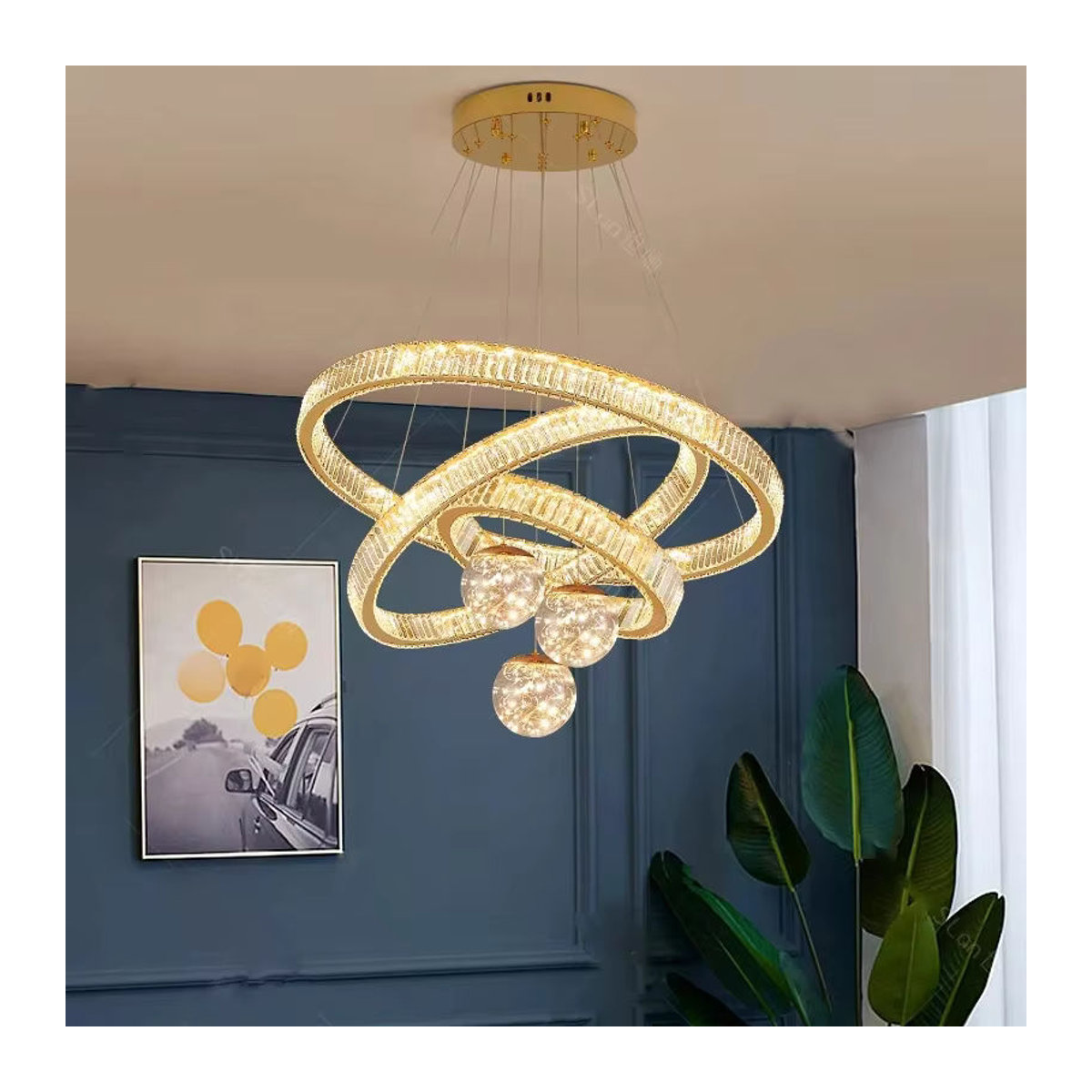 Savenmade Modern Kronleuchter aus Glas in Gold als luxuriöse Pendelleuchte für dein Wohnzimmer und Esszimmer - Bild 5