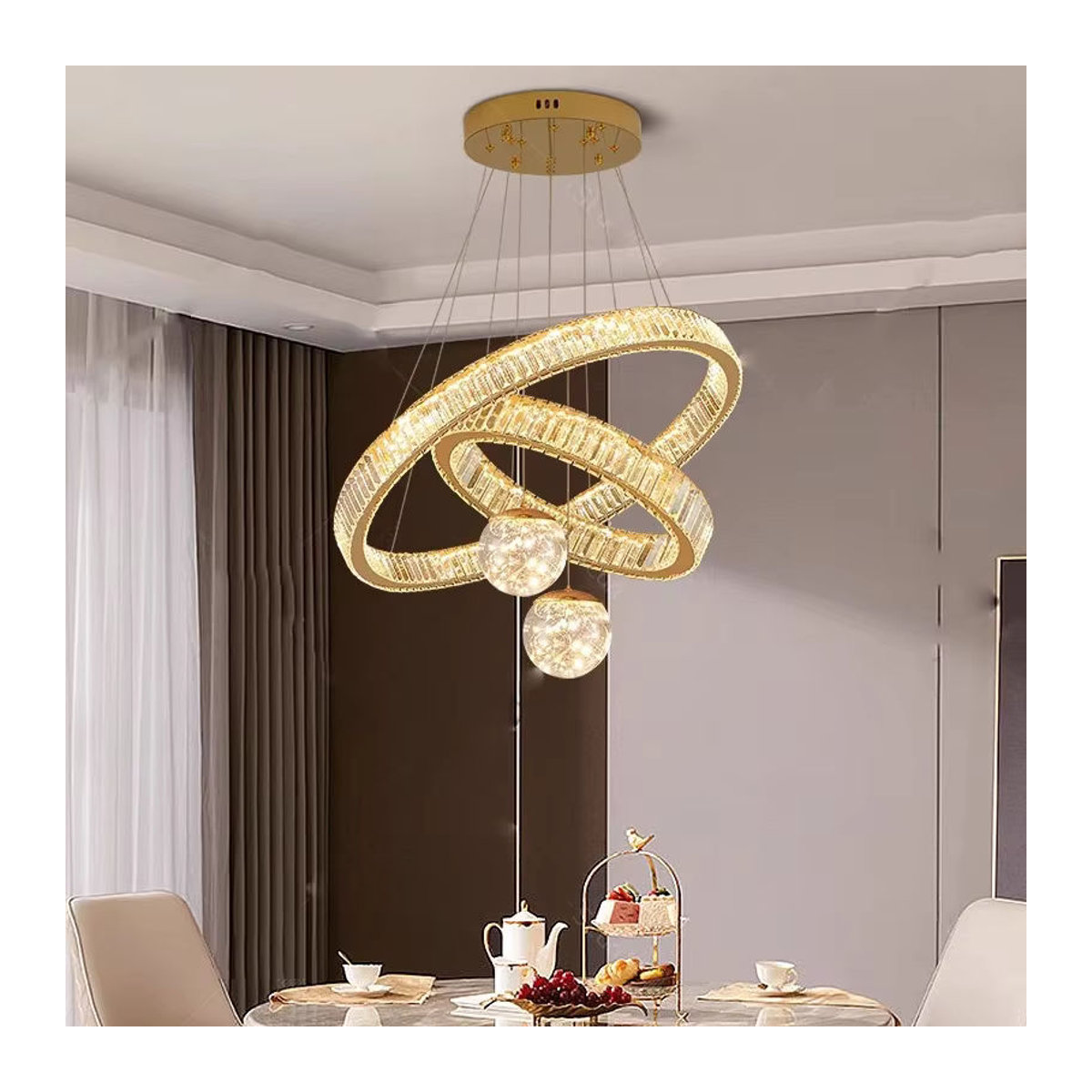 Savenmade Modern Kronleuchter aus Glas in Gold als luxuriöse Pendelleuchte für dein Wohnzimmer und Esszimmer - Bild 6