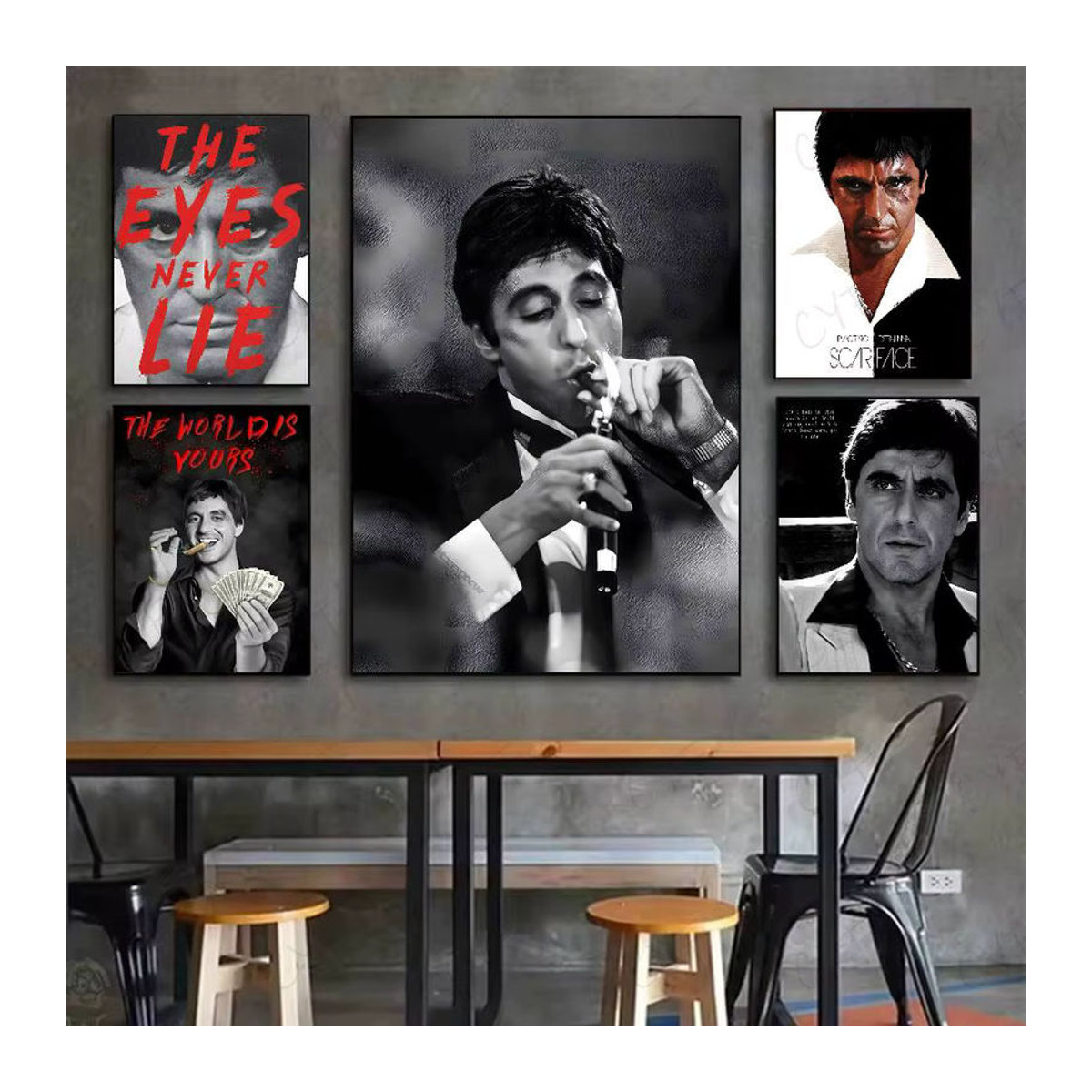 Scarface Klassisches Film Poster HD Kunst Wanddeko Mehrfarbig Wandmontiert und Wasserfest - Bild 2