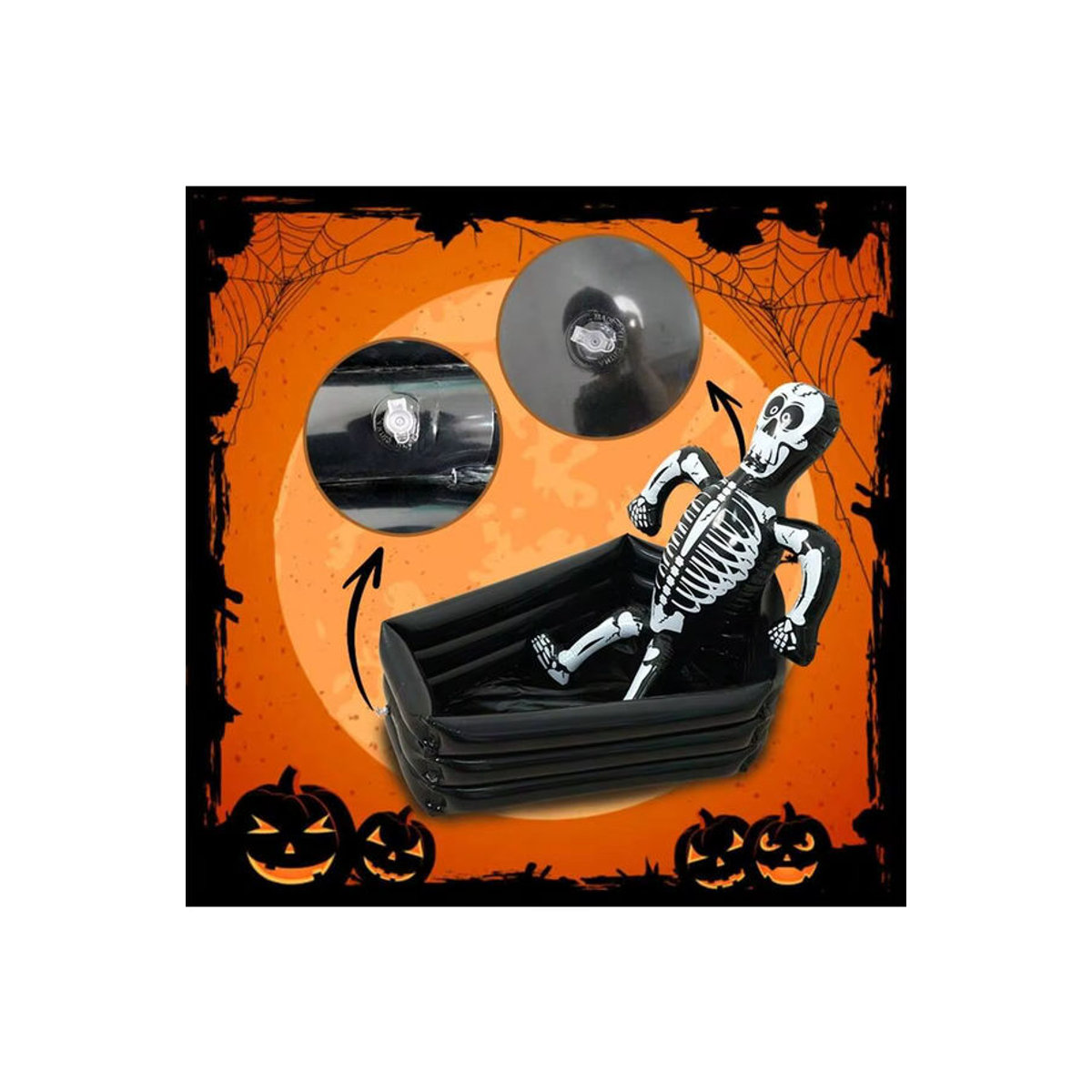 Schädel Eis Eimer für Halloween Dekoration in Schwarz aus Kunststoff - Bild 3