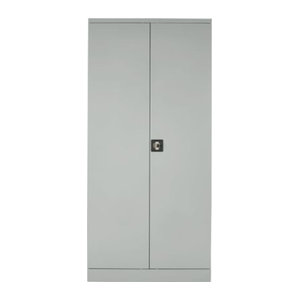 Schäfer Shop Aktenschrank aus Stahl mit Drehtüren und Zylinderschloss, Grau, B: 91,6 cm, T: 42,2 cm, H: 195 cm