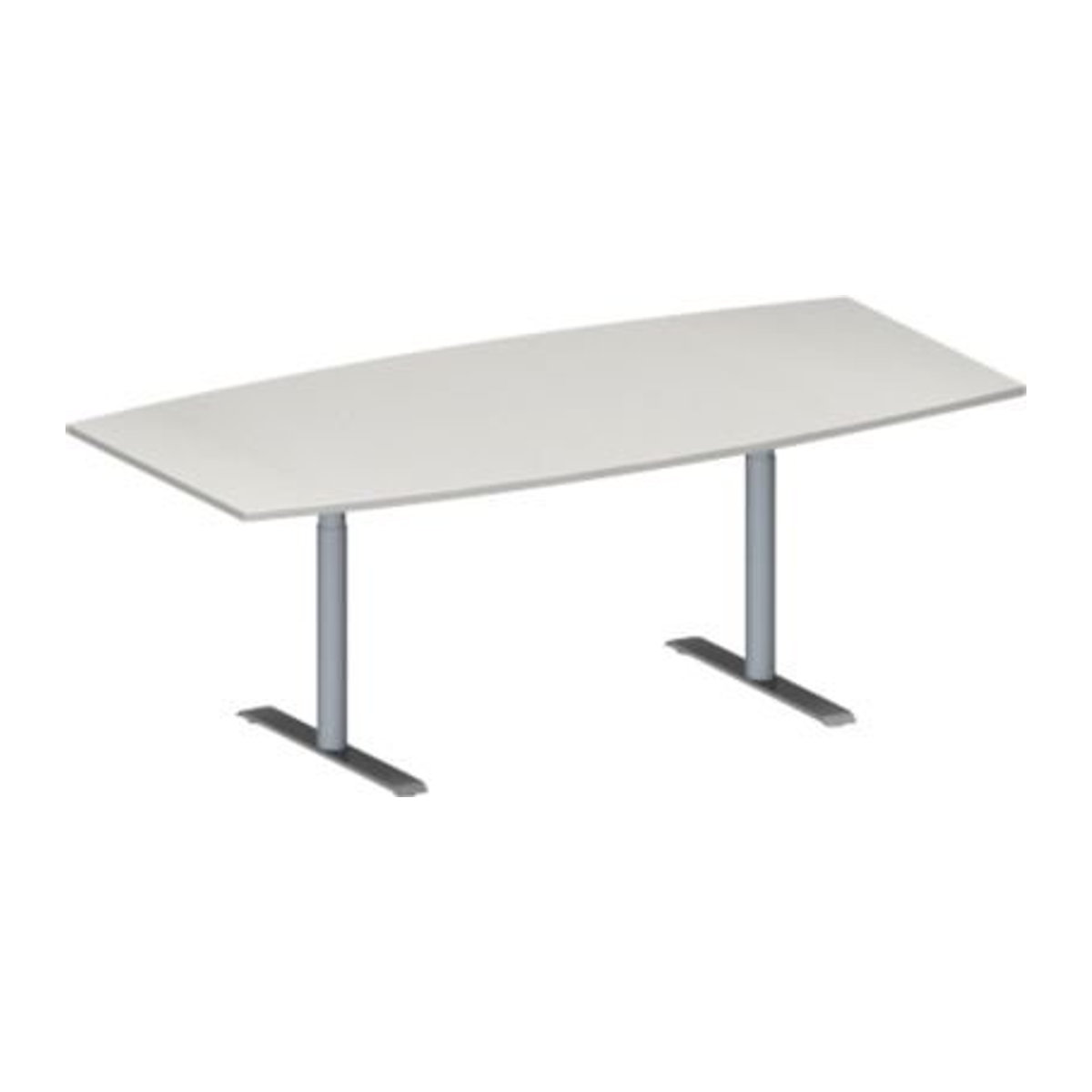 Schäfer Shop Genius Konferenztisch MODENA FLEX in Boot-Form mit T-Fuß Rundrohr, Farbe lichtgrau/weißaluminium, B: 200 cm, H: 65-85 cm - Bild 1