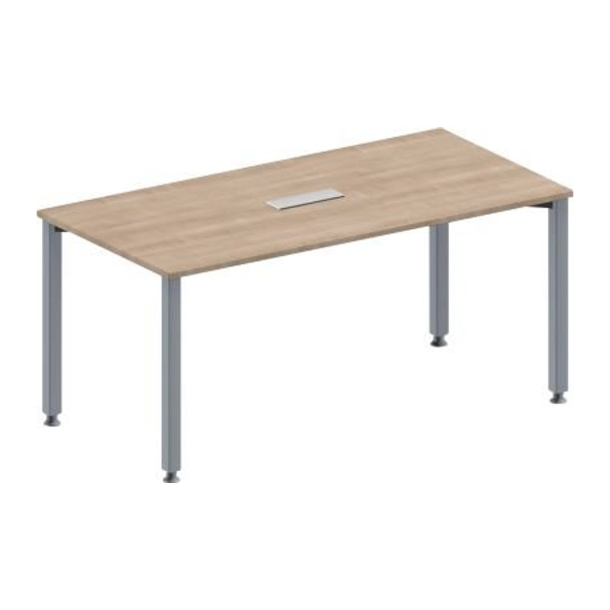 Schäfer Shop Genius Konferenztisch MODENA FLEX in Eiche-Dekor und Weißalu, Rechteck mit 3-fach Anschluss und 4-Fuß Quadratrohr, B: 160 cm, T: 80 cm, H: 72-84 cm - Bild 1