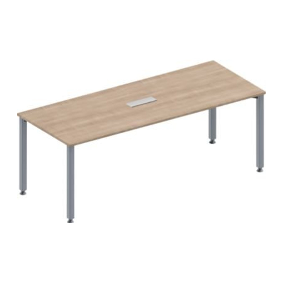 Schäfer Shop Genius Konferenztisch MODENA FLEX in Eiche-Dekor und Weißalu, Rechteck mit 3-fach Anschluss und 4-Fuß Quadratrohr, B: 200 cm, T: 80 cm, H: 72-84 cm - Bild 1